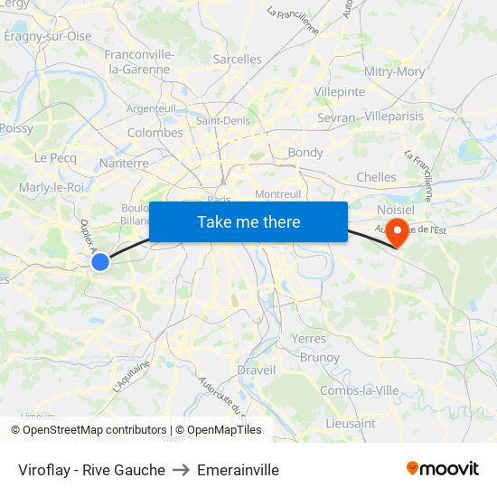 Viroflay - Rive Gauche to Emerainville map