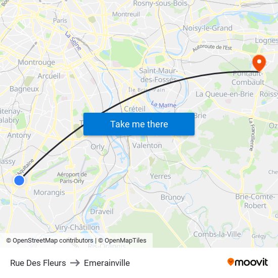 Rue Des Fleurs to Emerainville map