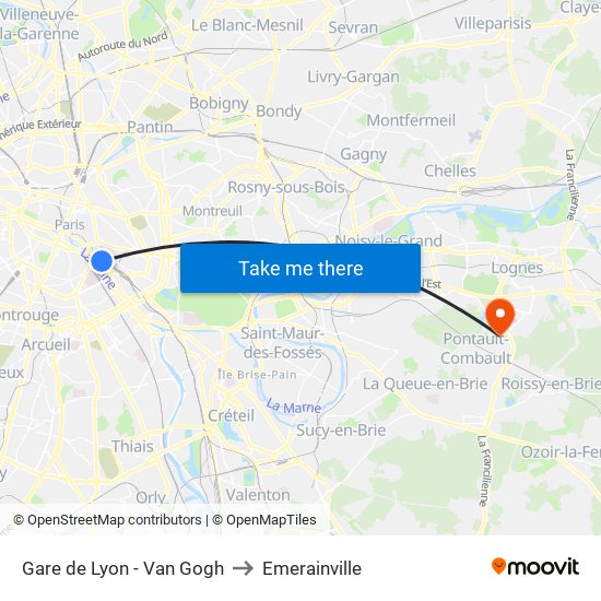 Gare de Lyon - Van Gogh to Emerainville map