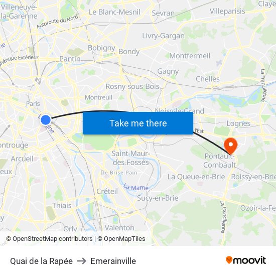 Quai de la Rapée to Emerainville map