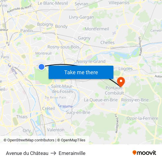Avenue du Château to Emerainville map