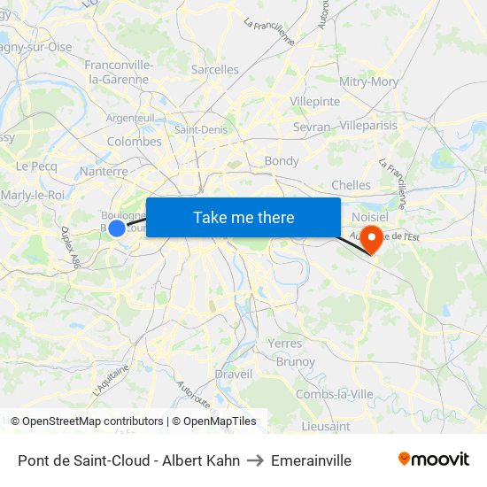 Pont de Saint-Cloud - Albert Kahn to Emerainville map