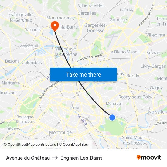 Avenue du Château to Enghien-Les-Bains map