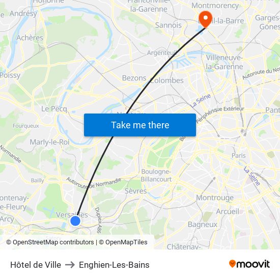 Hôtel de Ville to Enghien-Les-Bains map