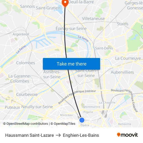 Haussmann Saint-Lazare to Enghien-Les-Bains map