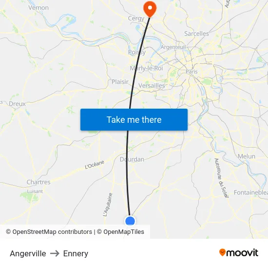 Angerville to Ennery map