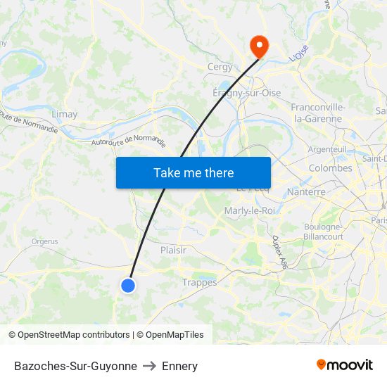 Bazoches-Sur-Guyonne to Ennery map