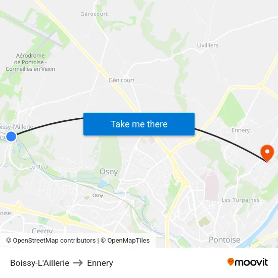 Boissy-L'Aillerie to Ennery map