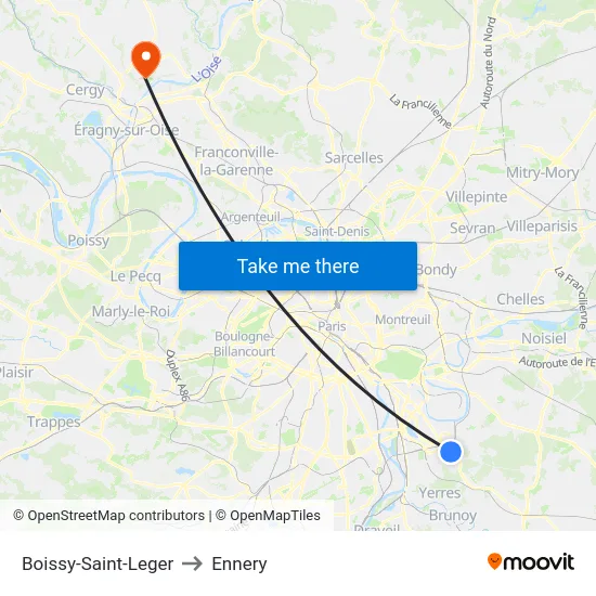 Boissy-Saint-Leger to Ennery map