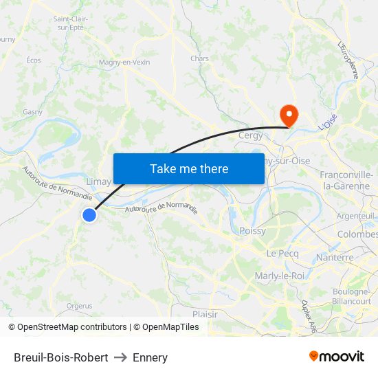 Breuil-Bois-Robert to Ennery map