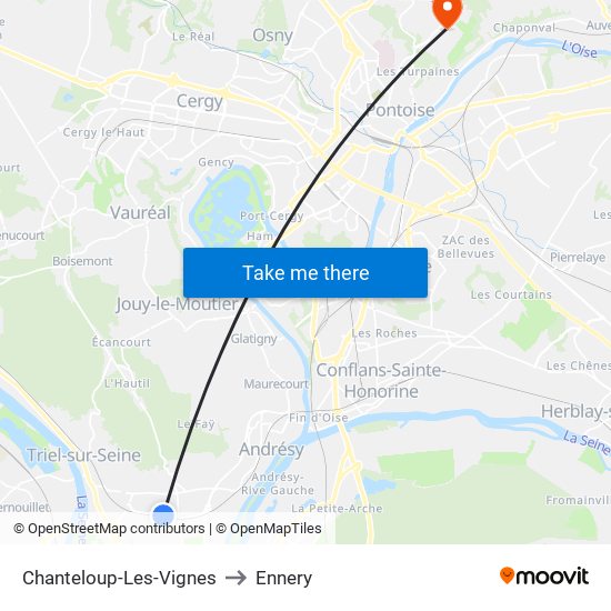 Chanteloup-Les-Vignes to Ennery map
