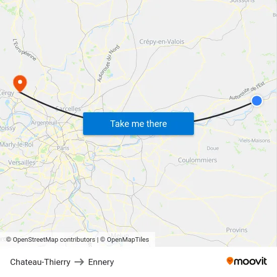 Chateau-Thierry to Ennery map