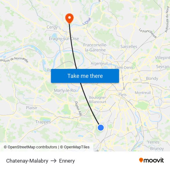 Chatenay-Malabry to Ennery map