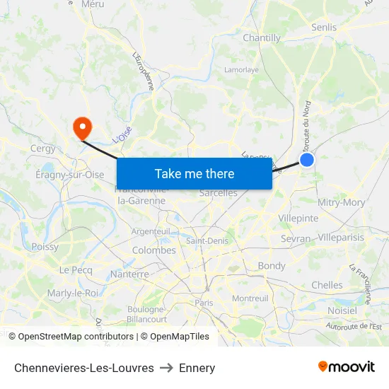 Chennevieres-Les-Louvres to Ennery map