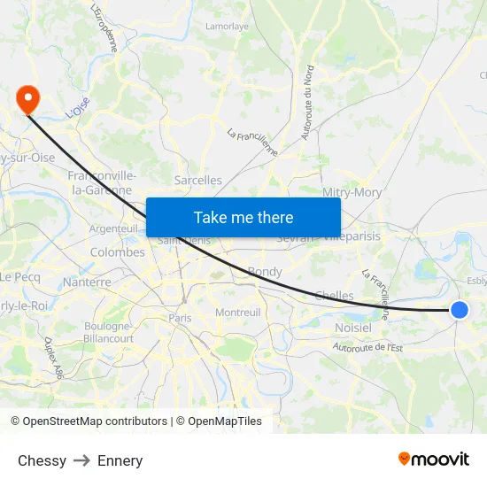 Chessy to Ennery map