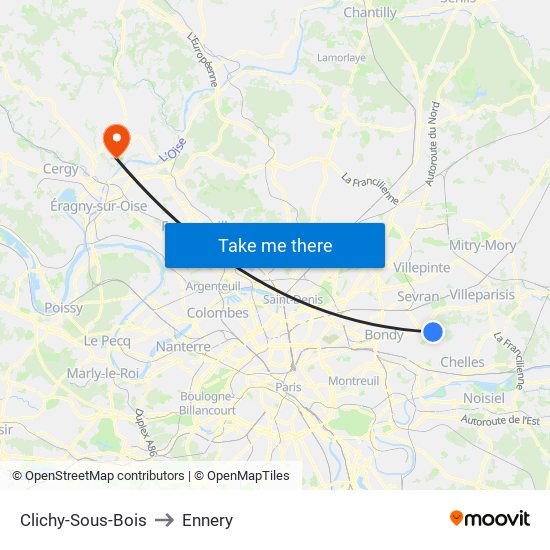 Clichy-Sous-Bois to Ennery map