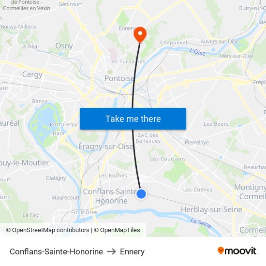 Conflans-Sainte-Honorine to Ennery map