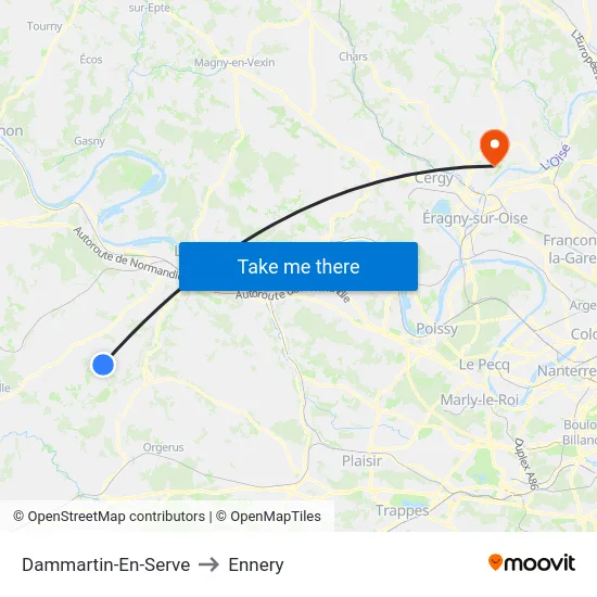 Dammartin-En-Serve to Ennery map