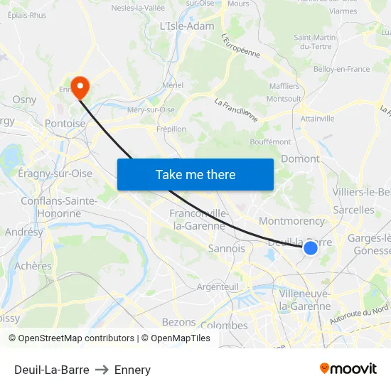 Deuil-La-Barre to Ennery map