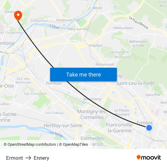 Ermont to Ennery map