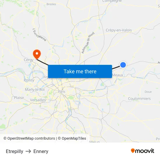 Etrepilly to Ennery map