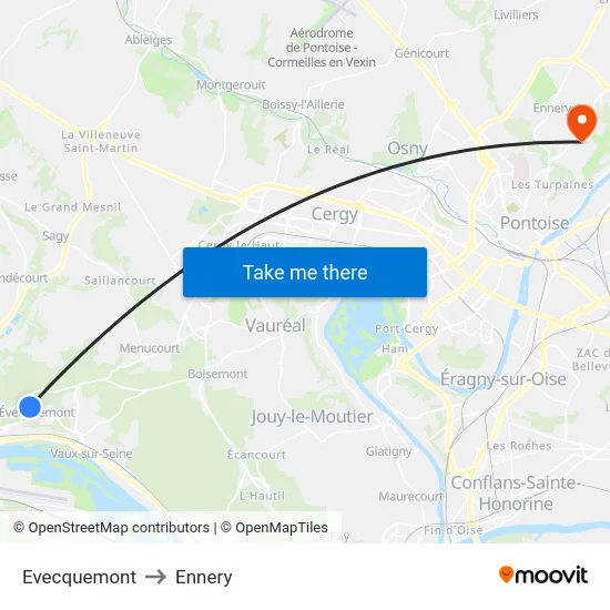 Evecquemont to Ennery map