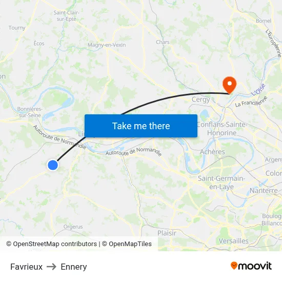 Favrieux to Ennery map