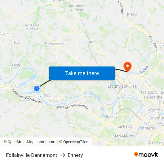 Follainville-Dennemont to Ennery map