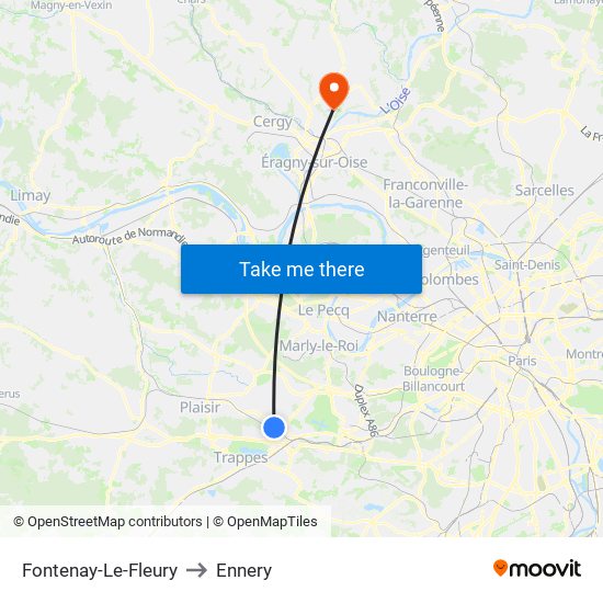 Fontenay-Le-Fleury to Ennery map