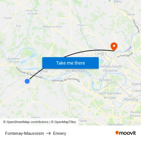 Fontenay-Mauvoisin to Ennery map