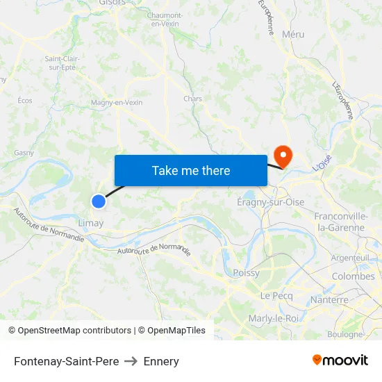 Fontenay-Saint-Pere to Ennery map