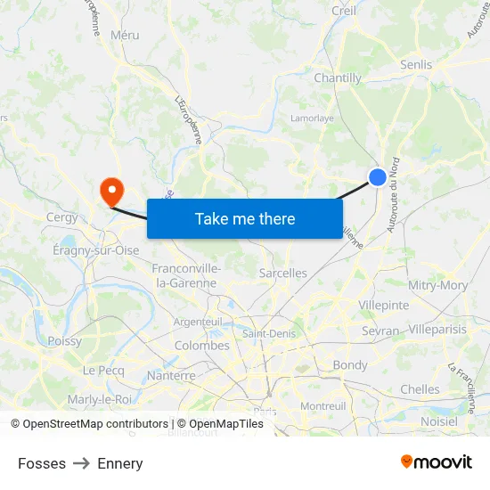 Fosses to Ennery map