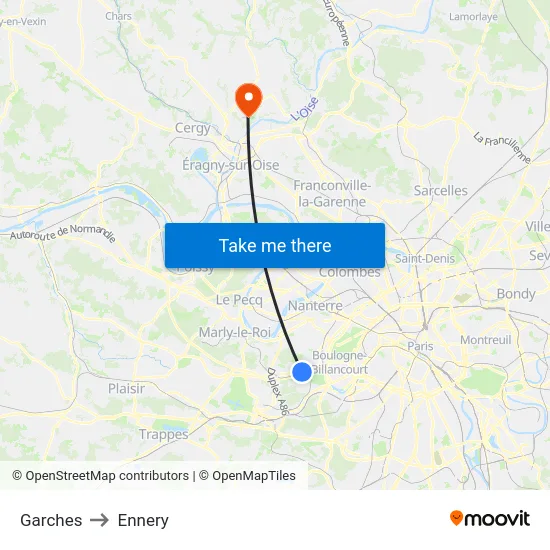 Garches to Ennery map