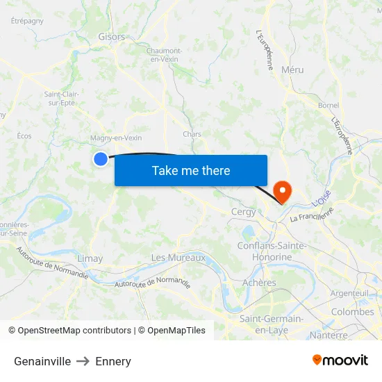 Genainville to Ennery map