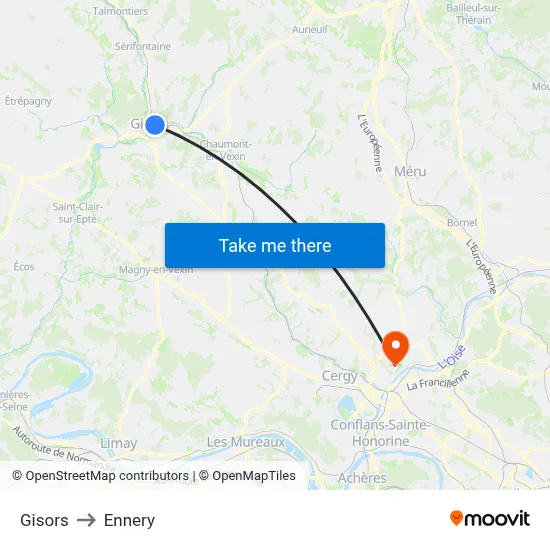 Gisors to Ennery map