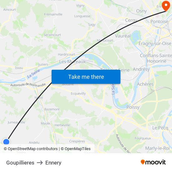 Goupillieres to Ennery map