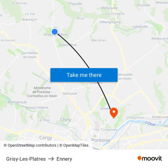 Grisy-Les-Platres to Ennery map