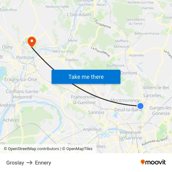 Groslay to Ennery map