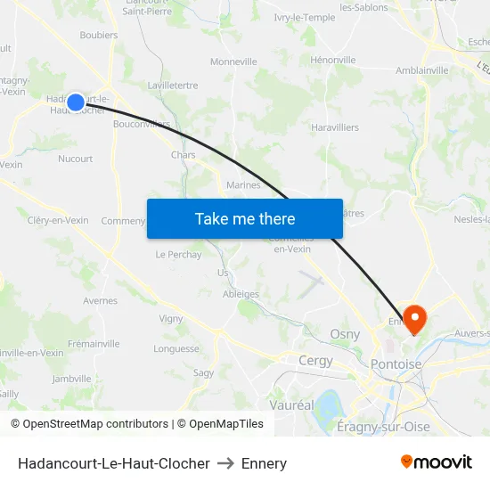 Hadancourt-Le-Haut-Clocher to Ennery map