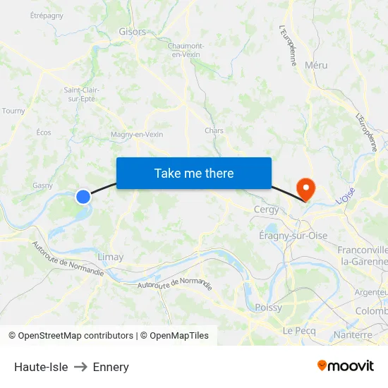 Haute-Isle to Ennery map