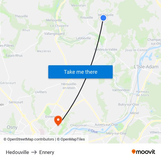 Hedouville to Ennery map