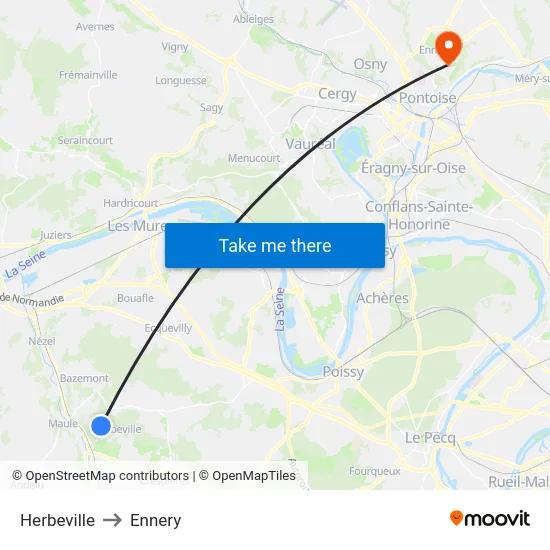 Herbeville to Ennery map