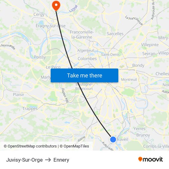 Juvisy-Sur-Orge to Ennery map