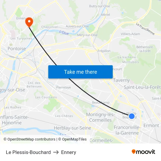 Le Plessis-Bouchard to Ennery map