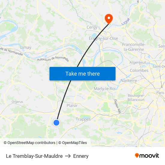 Le Tremblay-Sur-Mauldre to Ennery map