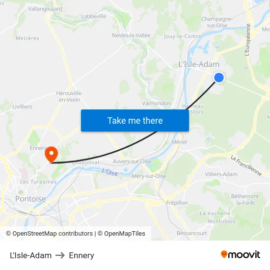 L'Isle-Adam to Ennery map