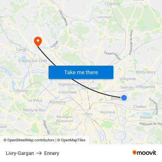 Livry-Gargan to Ennery map