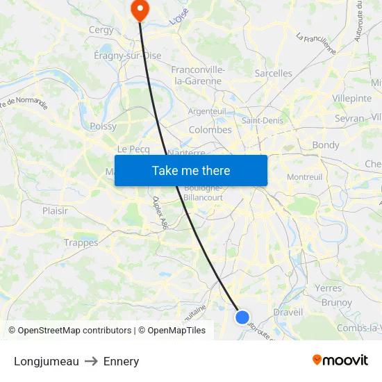 Longjumeau to Ennery map