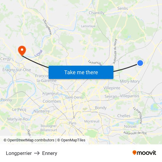 Longperrier to Ennery map