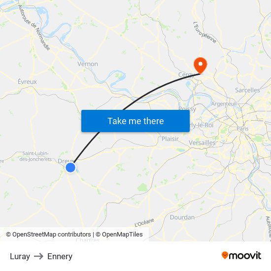 Luray to Ennery map